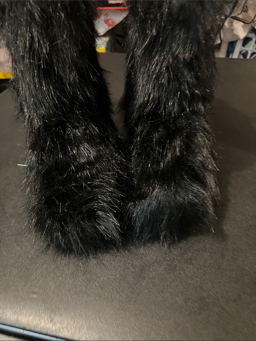 Women’s size 37, European or 6 1/2 American black fuzzy boots new note box